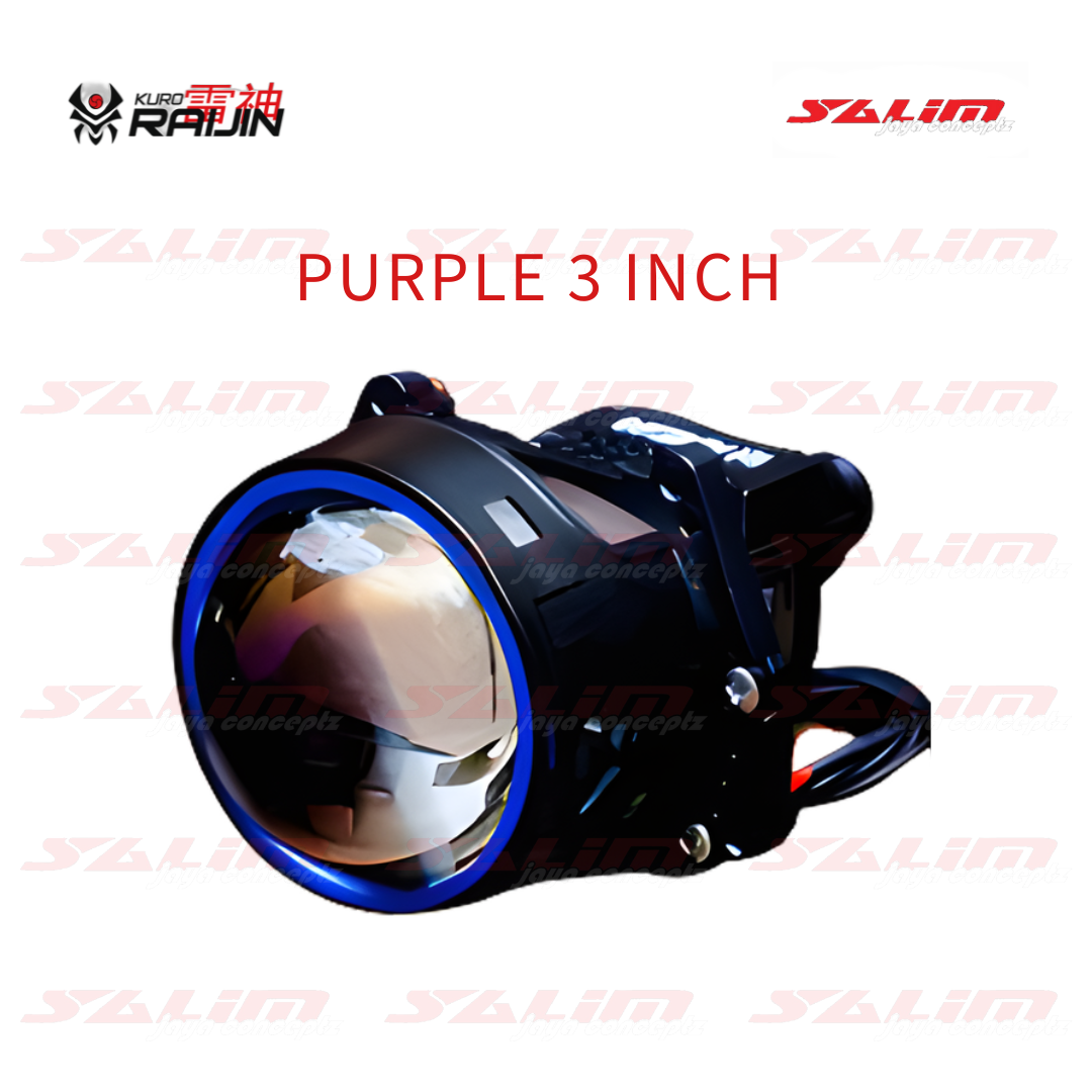 HEADLAMP PROJECTOR KURO RAIJIN R-60 PERFORMANCE LINE 3" PURPLE LENS