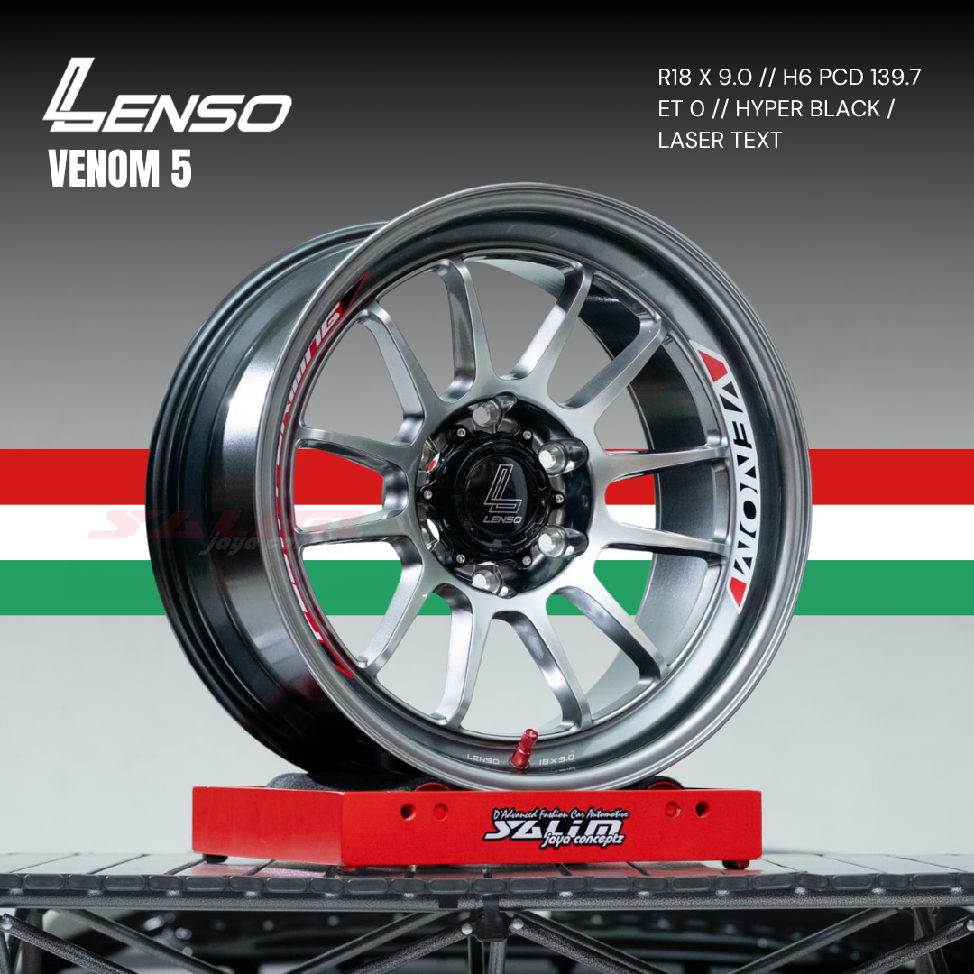 VELG LENSO VENOM 5 | HYPER BLACK / LASER TEXT - Image 2
