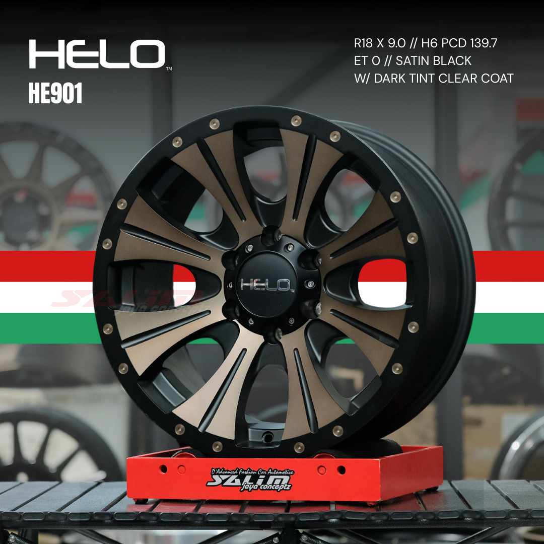 VELG HELO HE901 | SATIN BLACK W/ DARK TINT CLEAR COAT - Image 2