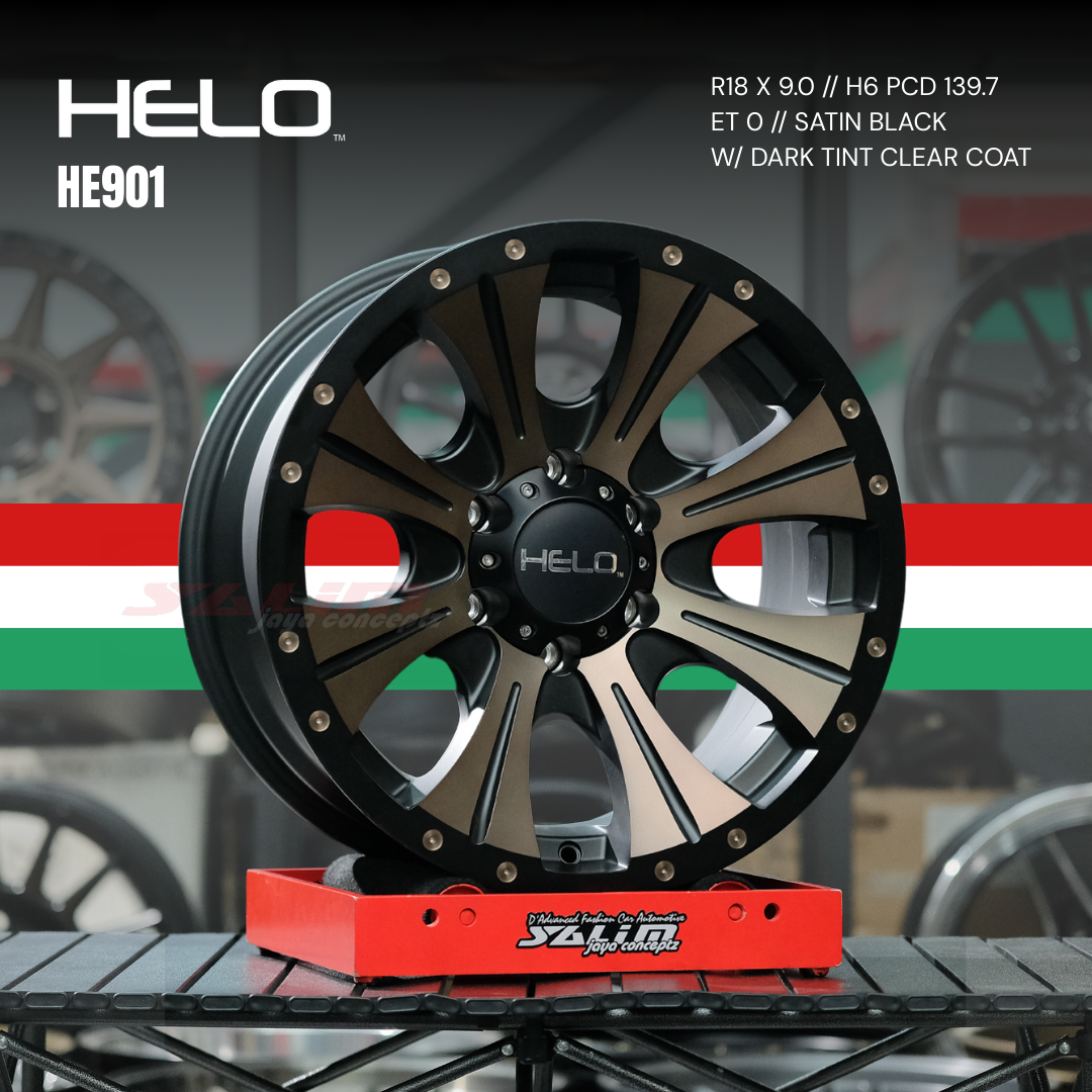 VELG HELO HE901 | SATIN BLACK W/ DARK TINT CLEAR COAT - Image 4