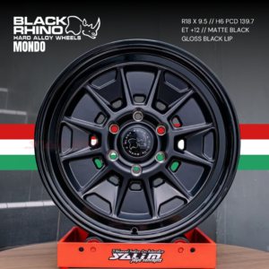 VELG BLACK RHINO MONDO | MATTE BLACK W/ GLOSS BLACK LIP